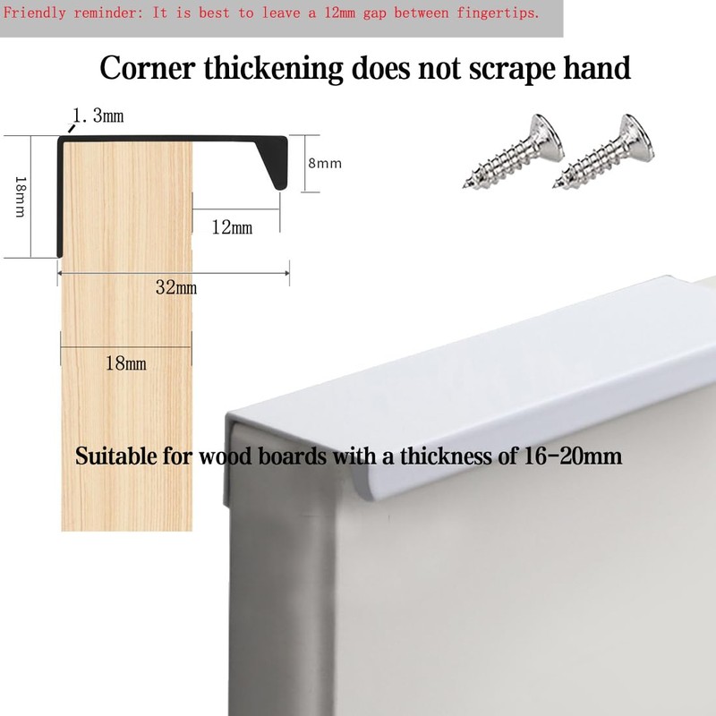 Drawer Pulls,4pcs Finger Edge Pull Concealed Handle Aluminum,Cupboard Handles 80mm