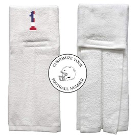 Player Number Football Towel White w/USA American Flag Number - Customize Your Number (1)