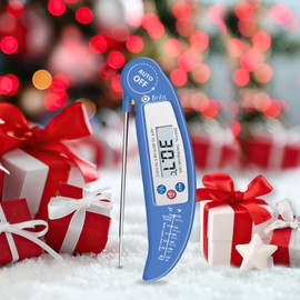 Criacr Food Thermometer, Digital Instant Read Meat Thermometer, Foldable Long Probe Food Cooking Thermometer with °F/°C, High Accuracy Cooking Thermometer for BBQ, Milk, Water, Jam (Blue)