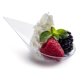 Zappy - 100 Clear 4 Inch Plastic Tear Drop Appetizer Spoons - Clear Plastic Tasting Spoons for Soup, Asian, Dessert Dish Bowls & Teardrop Plates