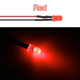 50pcs 12V Pre-wired 5mm LED Light Emitting Diodes, Red