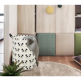 DUYIY Round Panda Pattern Laundry Hamper Storage Basket Organizer Hamper Storage Bins for Clothes Toys Box Nursery Hamper Gift Basket with Handles