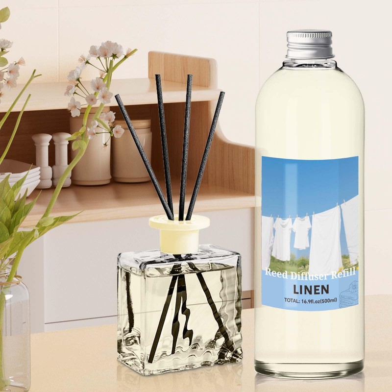 STRN Reed Diffuser Refill, Linen Scent Diffuser 500ml Long-Lasting Summer