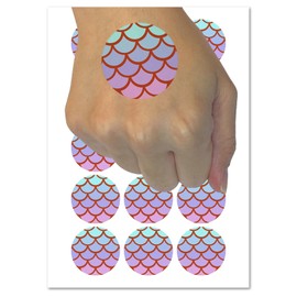 Mermaid Dragon Fish Scales Circle Temporary Tattoo Water Resistant Fake Body Art Set Collection - 54 1" Tattoos (1 Sheet)