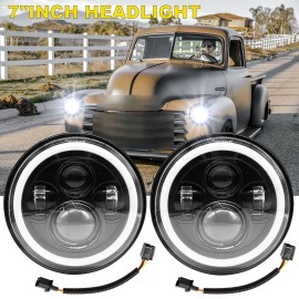 CHUSYYRAY Pair 7" Inch LED car Headlight Parts round HI/LO Beam fit Chevy Pickup Truck3100