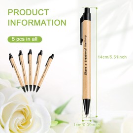 Nezyo 5 Pcs Funeral Pen Share a Treasured Memory Remembrance Pens Ballpoint Pens Retractable Pens Black Ink Kraft Click Pens for Funeral Condolence Book Writing Office Supplies