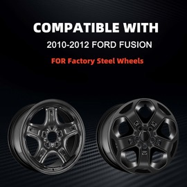 TULALUX Wheel Hubcaps Compatible with Ford Fusion 2010 2011 2012; 17 inch Wheel Covers; Set of 4 Pcs; AE5Z1130D (Glossy Black)