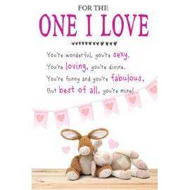 Emotional Rescue Snuggly Bumkins, You're Wonderful, ONE I LOVE, Valentines Day Card, Multi, VXW1127