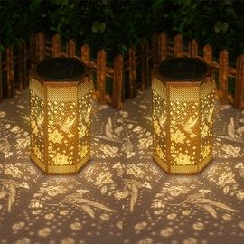 2 Pack Hummingbird Solar Lights Outdoor Garden Decor Landscape Lighting Birthday Gifts for Women Men Mom Father Solar Lantern Outdoor Waterproof for Outdoor Decor for Outside, Pathway, Yard