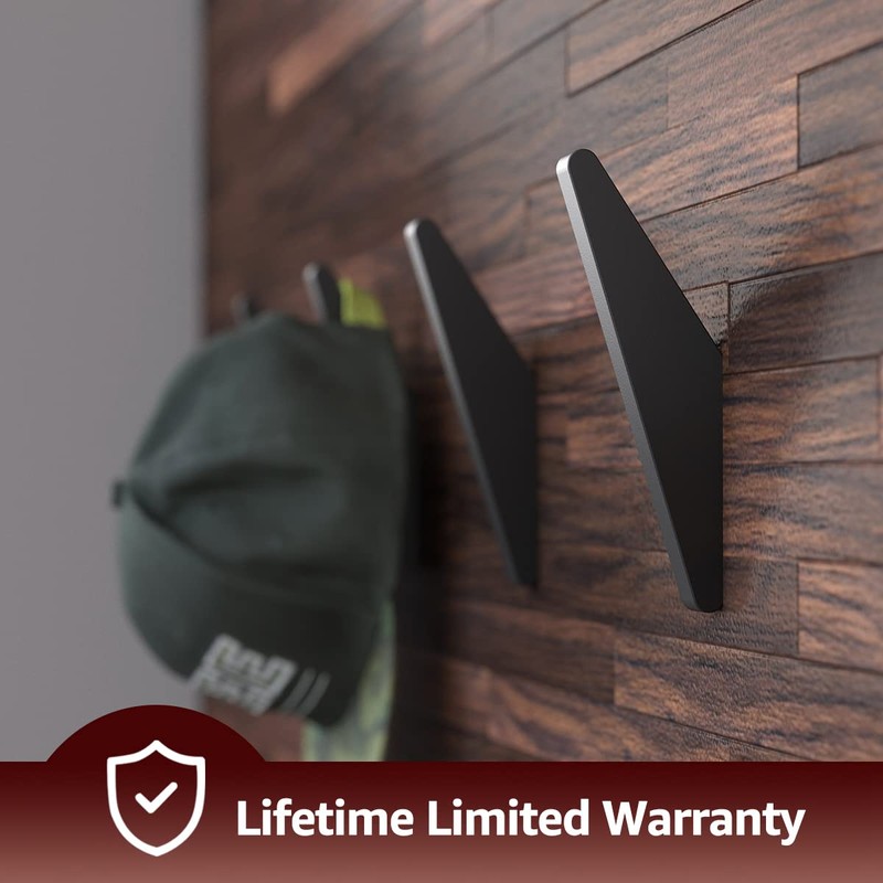 COCOYA 4Pack Metal Wall Hooks, Minimalist Coat Hooks Matte Black