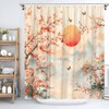 MZYZAF Asian Scenic Shower Curtain Pink Cherry Blossom Floral Butterfly
