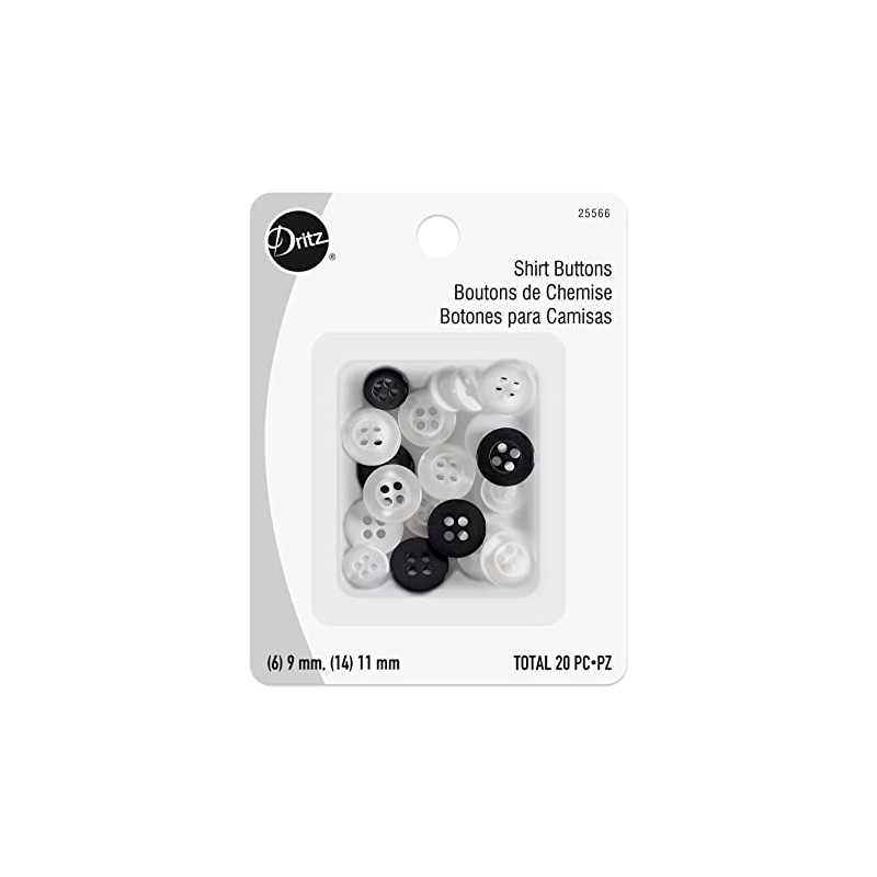 Dritz, Surtido, 9 y 11 mm, 20 botones de camisa,