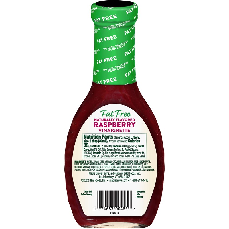 Maple Grove Farms Fat Free Salad Dressing, Raspberry Vinaigrette, 8