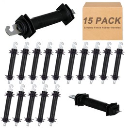LEIOUNEY 15 Pack Electric Fence Rubber Gate Handles - Heavy Duty Insulated Plastic Handles with Steel Hook, Electric Fence Rubber Gate - Yellow