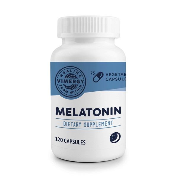Vimergy Melatonin Capsules, 120 Servings – Natural Sleep Aid – Sleep Supplement – Helps You Fall Asleep Faster & Stay Asleep Longer - Non-GMO, Gluten-Free, Kosher, Soy-Free, Vegan, Paleo