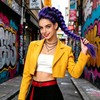 MORTICIA Long Purple Braided Ponytail Hair Accessory, 29 in Clip-On