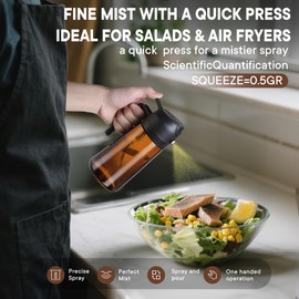 Arsatbs 16oz/470ml Olive Oil Sprayer for Cooking, 2 in 1 Oil Dispenser Bottle Spray and Pour with Stickers, Premium Dark Brown Glass Oil Bottle for Air Fryer, and Salad