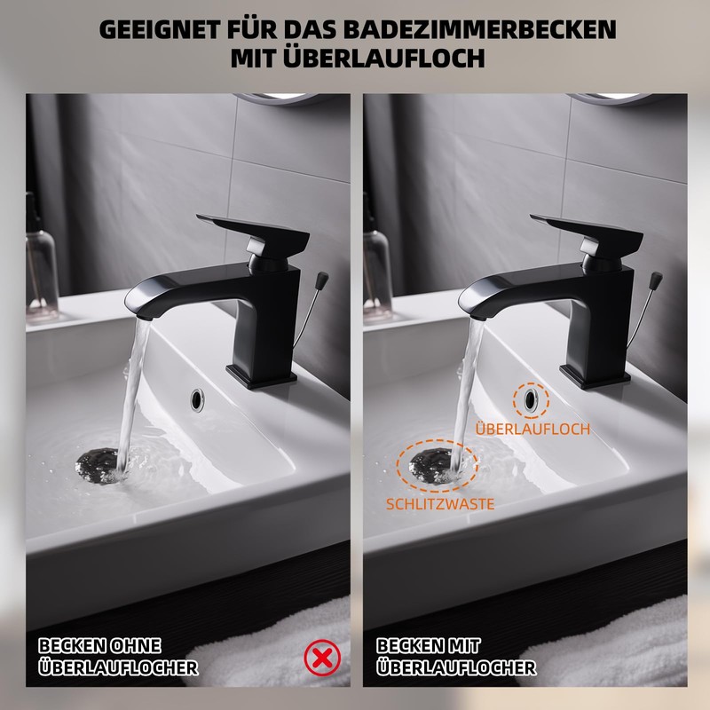Hibbent Universal Drain Fitting, Pop-Up Valve for Sinks and Washbasins