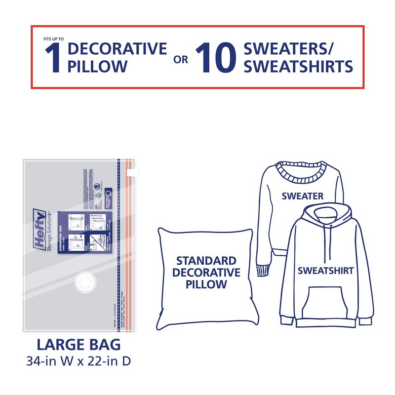Hefty Shrink-Pak - 4 Large Vacuum Storage Bags for Clothes,