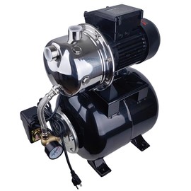 ZYIY 1.6HP Shallow Well Pump with Pressure Tank, 3400L/H, 110V,Stainless Steel Irrigation Jet Pump, 157.5F Centriffugal Pump, Automatic Water Booster Jet Pump for Home, Garden, Lawn