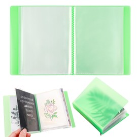 OTCRAFT40 Pages/Set A6 Sticker Photo Storage Album; Stamp Cutting Dies Storage Book Organizer Folder for Postcards Stickers, Photo, Clear Stamps, and Cutting Dies 11.2x6.4inch （Green）