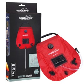 Tool & Tree Solar Camping Shower in Red, 20 Litres, Foldable Bag with Shower Head and Tap, Sustainable Solar Energy for Mobile Refreshment, Perfect for Camping, Hiking & Beach Days