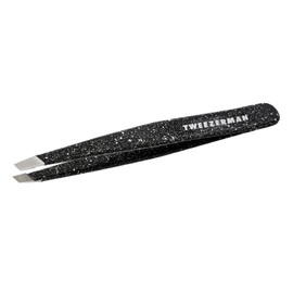 TWEEZERMAN Tweezers Slant for Eyebrow Plucking, Stainless Steel, Dusted Onyx