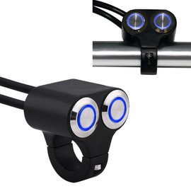 Motorcycle Handlebar Switch, 7/8 Inch 22 mm Motorcycle Switch Indicator Switch Waterproof Motorcycle Tuning Switch Steering Wheel Headlight Fog Light On/Off with (Self-Locking)