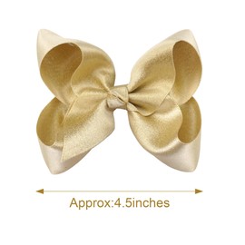 CÉLLOT 2 Pcs 4.5 inch Hair Bows for Girls Alligator Clips Grosgrain Ribbon Solid Color Back to School Festival Christmas Hair Accessories for Baby Girls Toddler Girls Kids-Shinning Gold