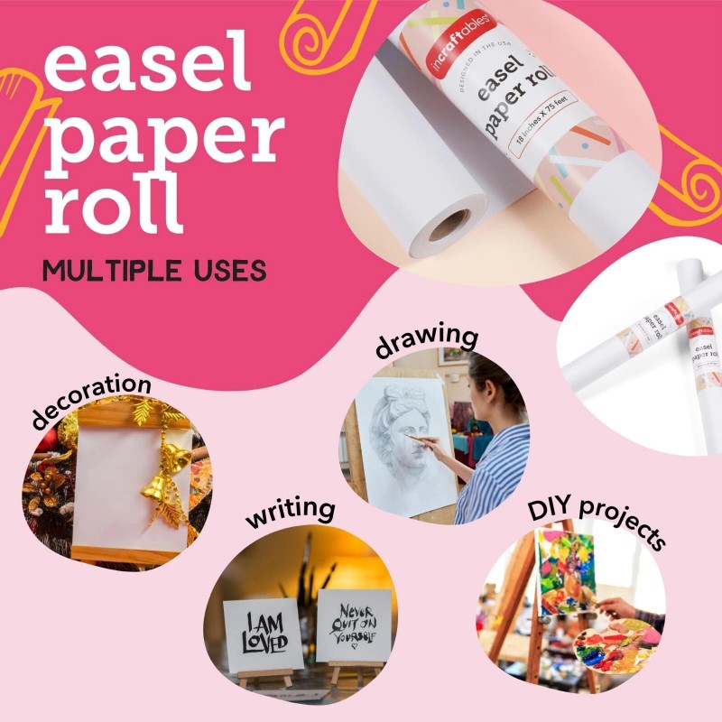Incraftables Easel Paper Roll (18 Inches x 75 Feet). White