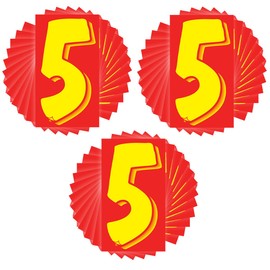 Versa-Tags 36 Number Five (5) 7.5-Inch Yellow and Red Windshield Pricing Number Stickers for Car Dealers