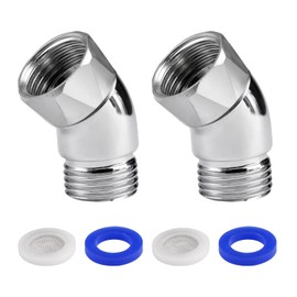 2 Stück Winkelstück für Handbrause Adapter 1/2 Zoll, 135 Grad Duschschlauch Adapter, Swivel Shower Head Adapter mit Gummidichtung, Duschkopf Adapter Verlängerung für Handbrausen und Wandbrausen