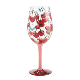 Enesco Lolita Mon Cherry Wine Glass, Pink,red,White