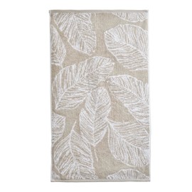 Fusion - Natural Leaf Hand Towel (50 x 90cm) - 100% Cotton - Super Soft - Tropical Palm Leaves Towel - Linen & White Hand Towel/Small Towel/Head Towel - Natural Bathroom Accessory - Matteo Collection