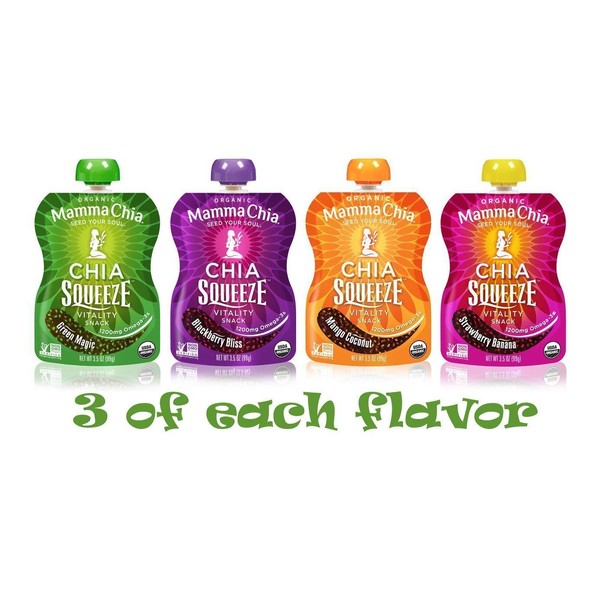 Mamma Chia Squeeze (4 variety pack of 12), 3.5 oz