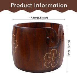 BAIFULAI Garnschale, 17.5x13cm Garnschüssel Wollhalter Kiefernholz Wollschale aus Holz Häkelschale für Garnhalter Stricken Häkeln Makramee Bastelzubehör Geschenk für Strickliebhaber