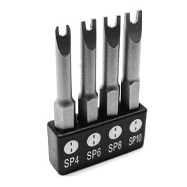 OHIY Spanner Drive Screwdriver Insert Bit Set in 4 Different Sizes, Durable CR-V Steel, SP4 SP6 SP8 SP10 Sizes, 2" Long Shank with Standard 1/4" Hex Drive