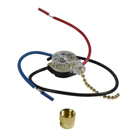 HQRP Ceiling Fan Switch Compatible with Zing Ear ZE-110, Harbor Breeze 0101870 3-Way 3-Wire Pull Chain Fan Light Switch with 3 Pre-Installed Wires, UL Listed