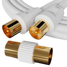ConnectingU White 5m TV Aerial Cable Male to Male with Female to Female Coupler