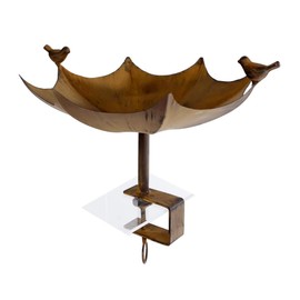 Macosa VM140032 Bird Bath Metal Rust Brown 32 cm with Decorative Birds Round with Table Attachment Feeding Bowl Bird Bowl Wild Bird Bath Bird Drinking Station