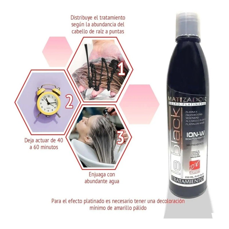 Tratamiento Matizador Cabello Negro Y Platinado Dconde 250ml