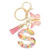 sourcing map Initial Letter Keychains, Resin Cute Butterfly Tassel Pendant