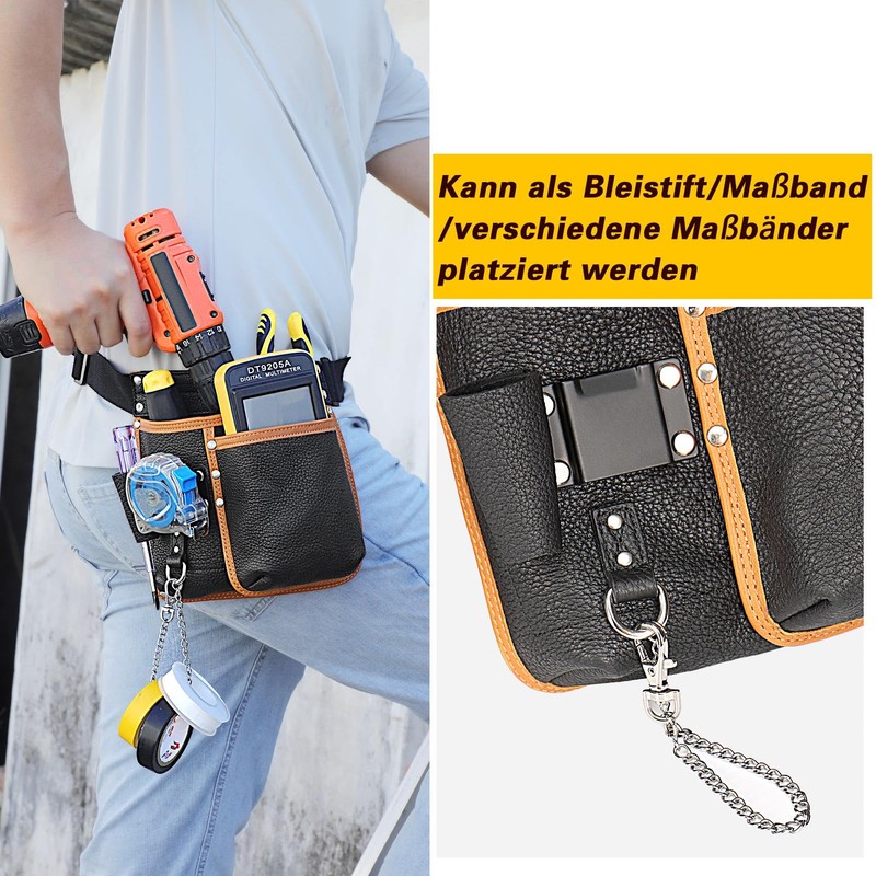 quipuda Men's Tool Belt Genuine Leather Tool Belt Bag with