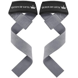 TECEUM Lifting Wrist Straps with Neoprene Padding Support – Gray – Queen of Lifts – Heavy Duty Wrist Workout Straps For Men and Women – Ideal for Powerlifting, Strength Training, Bodybuilding