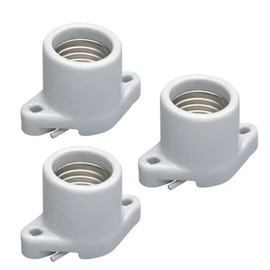 Keyless Porcelain Threaded Socket,TWDRTDD Medium Base E26 Threaded Keyless Porcelain Socket (with Two Hole Flanged Mounting)