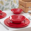 LEHAHA Red Melamine Dinnerware Sets, 18-Piece Melamine Dishes Set, Lightweight