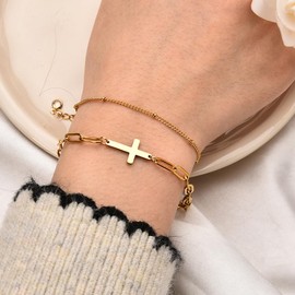 Best Friends Gifts for Women Bracelet Christian Friendship Gifts for Teen Girls Female Friend Christmas Birthday Gift Ideas Religious Gifts for Friends Accessories Gifts Bestie Gold Bracelets for Her