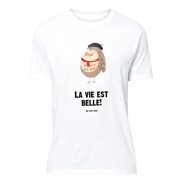 Mr. & Mrs. Panda French Owl Cotton T-Shirt, White