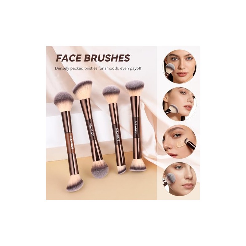 Maange Set Profesional Brochas Maquillaje Doble Punta Usos Kit Completo