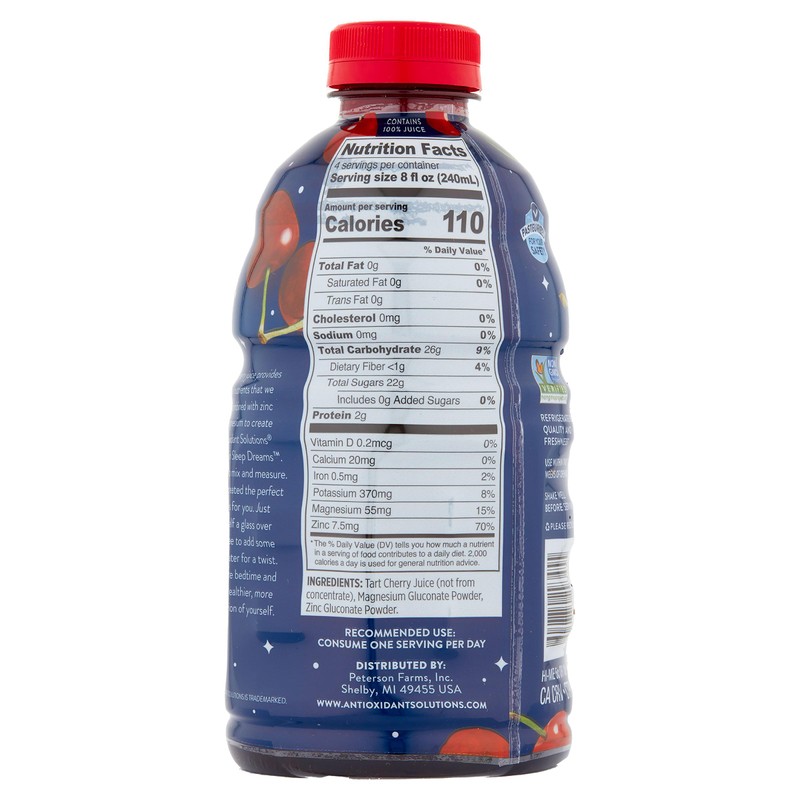 Antioxidant Solutions Sleep Dreams - 100% Tart Cherry Juice with